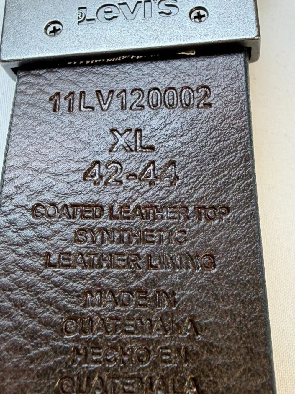 LEVI'S Reversible Belt Logo Buckle Black Brown Leather Mens XL 42-44